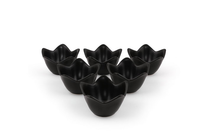 Hermia Juego de 6 Cuencos de Cerámica Negro Mate 270 ml